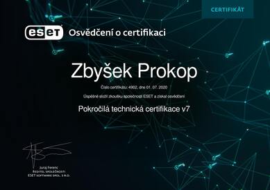 ESET pokročilá technická certifikace Zbyšek Prokop ESET pokročilá technická certifikace Zbyšek Prokop
